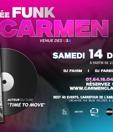 Affiche promotionnelle pour le concert de Carmen Clayton à Lyon "Affiche colorée annonçant le concert de Carmen Clayton à Lyon le 14 décembre 2024, avec des détails sur la date et les horaires."