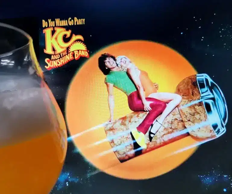 Kc the sunshine band pochette de disque sur un bouchon de champagne